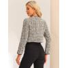 imageAllegra K Tweed Jacket for Womens Long Sleeve Casual Work Office Plaid Short OutwearApricot