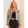 imageAllegra K Tweed Jacket for Womens Long Sleeve Casual Work Office Plaid Short OutwearApricot
