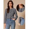 imageAllegra K Tweed Jacket for Womens Long Sleeve Casual Work Office Plaid Short OutwearBlack Grey
