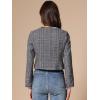 imageAllegra K Tweed Jacket for Womens Long Sleeve Casual Work Office Plaid Short OutwearBlack Grey