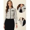 imageAllegra K Tweed Jacket for Womens Long Sleeve Casual Work Office Plaid Short OutwearBlack White