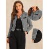 imageAllegra K Tweed Jacket for Womens Long Sleeve Casual Work Office Plaid Short OutwearBlackwhite