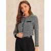imageAllegra K Tweed Jacket for Womens Long Sleeve Casual Work Office Plaid Short OutwearBlackwhite