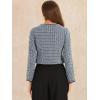 imageAllegra K Tweed Jacket for Womens Long Sleeve Casual Work Office Plaid Short OutwearBlue White