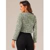 imageAllegra K Tweed Jacket for Womens Long Sleeve Casual Work Office Plaid Short OutwearGreen