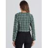 imageAllegra K Tweed Jacket for Womens Long Sleeve Casual Work Office Plaid Short OutwearGreen Black