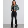 imageAllegra K Tweed Jacket for Womens Long Sleeve Casual Work Office Plaid Short OutwearGreen Black