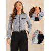 imageAllegra K Tweed Jacket for Womens Long Sleeve Casual Work Office Plaid Short OutwearGrey Brown