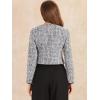 imageAllegra K Tweed Jacket for Womens Long Sleeve Casual Work Office Plaid Short OutwearGrey Brown