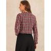 imageAllegra K Tweed Jacket for Womens Long Sleeve Casual Work Office Plaid Short OutwearRed Black