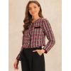 imageAllegra K Tweed Jacket for Womens Long Sleeve Casual Work Office Plaid Short OutwearRed Black
