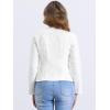 imageAllegra K Women Cropped Jean Jacket Long Sleeve Collarless One Button Lightweight Stretchy Fitted Denim Shacket JacketsBeige