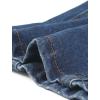 imageAllegra K Women Cropped Jean Jacket Long Sleeve Collarless One Button Lightweight Stretchy Fitted Denim Shacket JacketsBlue