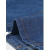 imageAllegra K Women Cropped Jean Jacket Long Sleeve Collarless One Button Lightweight Stretchy Fitted Denim Shacket JacketsDark Blue