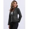 imageAllegra K Women Cropped Jean Jacket Long Sleeve Collarless One Button Lightweight Stretchy Fitted Denim Shacket JacketsGrey