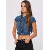 imageAllegra K Womens 2024 Summer Button Down Cap Short Sleeve Cropped Jean Denim JacketBlue