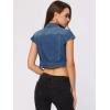 imageAllegra K Womens 2024 Summer Button Down Cap Short Sleeve Cropped Jean Denim JacketBlue