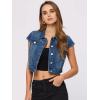 imageAllegra K Womens 2024 Summer Button Down Cap Short Sleeve Cropped Jean Denim JacketBlue
