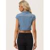 imageAllegra K Womens 2024 Summer Button Down Cap Short Sleeve Cropped Jean Denim JacketLignt Blue