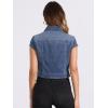 imageAllegra K Womens 2024 Summer Button Down Cap Short Sleeve Cropped Jean Denim JacketMblue