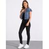 imageAllegra K Womens 2024 Summer Button Down Cap Short Sleeve Cropped Jean Denim JacketMblue