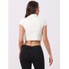 imageAllegra K Womens 2024 Summer Button Down Cap Short Sleeve Cropped Jean Denim JacketWhite