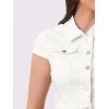 imageAllegra K Womens 2024 Summer Button Down Cap Short Sleeve Cropped Jean Denim JacketWhite