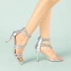 imageAllegra K Womens Ankle Strap Rhinestone Stiletto Heeled SandalsSilver