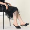 imageAllegra K Womens Bow Heels Satin Pointed Toe Stiletto Heels MulesBlack