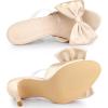 imageAllegra K Womens Bow Sandal Stiletto Heels Mules Heel SandalsChampagne