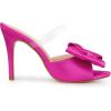 imageAllegra K Womens Bow Sandal Stiletto Heels Mules Heel SandalsHot Pink