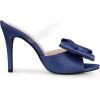imageAllegra K Womens Bow Sandal Stiletto Heels Mules Heel SandalsNavy Blue