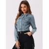 imageAllegra K Womens Button Down Denim Jacket Check Cuffs Casual Cropped Jean JacketsDusty Blue