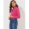 imageAllegra K Womens Button Down Denim Jacket Check Cuffs Casual Cropped Jean JacketsFuchsia