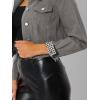 imageAllegra K Womens Button Down Denim Jacket Check Cuffs Casual Cropped Jean JacketsGray