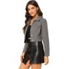 imageAllegra K Womens Button Down Denim Jacket Check Cuffs Casual Cropped Jean JacketsGray