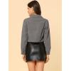 imageAllegra K Womens Button Down Denim Jacket Check Cuffs Casual Cropped Jean JacketsGray