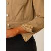 imageAllegra K Womens Button Down Denim Jacket Check Cuffs Casual Cropped Jean JacketsKhaki