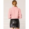 imageAllegra K Womens Button Down Denim Jacket Check Cuffs Casual Cropped Jean JacketsPeach Pink