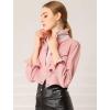 imageAllegra K Womens Button Down Denim Jacket Check Cuffs Casual Cropped Jean JacketsPeach Pink