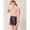 imageAllegra K Womens Button Down Denim Jacket Check Cuffs Casual Cropped Jean JacketsPeach Pink