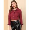 imageAllegra K Womens Button Down Denim Jacket Check Cuffs Casual Cropped Jean JacketsWine Red