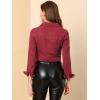 imageAllegra K Womens Button Down Denim Jacket Check Cuffs Casual Cropped Jean JacketsWine Red