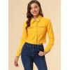 imageAllegra K Womens Button Down Denim Jacket Check Cuffs Casual Cropped Jean JacketsYellow
