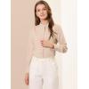 imageAllegra K Womens Button Down Office Top Long Sleeve Formal Mandarin Collar ShirtBeige