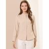 imageAllegra K Womens Button Down Office Top Long Sleeve Formal Mandarin Collar ShirtBeige