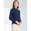imageAllegra K Womens Button Down Office Top Long Sleeve Formal Mandarin Collar ShirtDark Blue