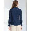 imageAllegra K Womens Button Down Office Top Long Sleeve Formal Mandarin Collar ShirtDark Blue