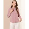 imageAllegra K Womens Button Down Office Top Long Sleeve Formal Mandarin Collar ShirtPink