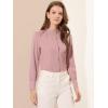 imageAllegra K Womens Button Down Office Top Long Sleeve Formal Mandarin Collar ShirtPink